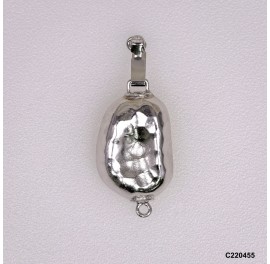 C220455, Hammered Bean Single Line Pearl Clasp ~13.8x20mm
