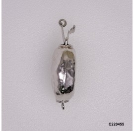 C220455, Hammered Bean Single Line Pearl Clasp ~13.8x20mm