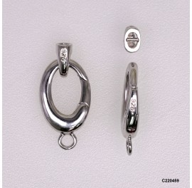 C220459, Double Pearl Clasp Oval Push-in open Hinged Triggerless Clasp with Fix Ring 12.5x18.5mm