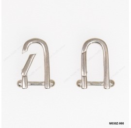 M030, Handmade Push-in Open Triggerless Hinged Clasp D Ring Design ~9.8x17.60mm