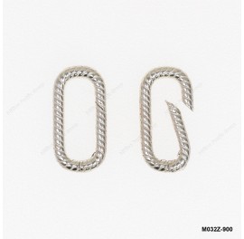 M032, Handmade Rectangle Twilling Wire Push-in Open Hinged Triggerless Clasp ~9x17.5mm