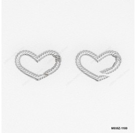 M035, Handmade Heart Twilling Wire Push-in open Hinged Triggerless Clasp ~11x16mm