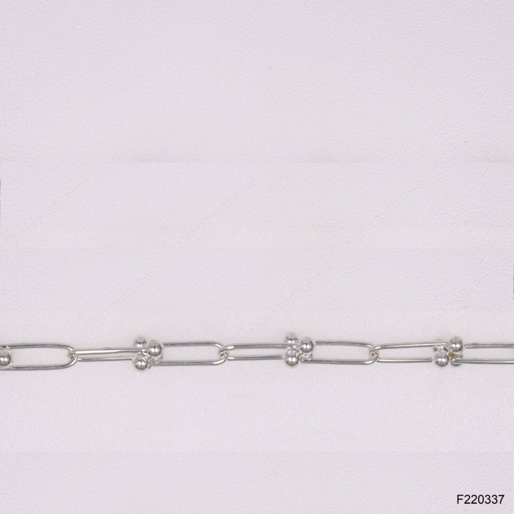 Round wire U Cable chain with Round Beads End