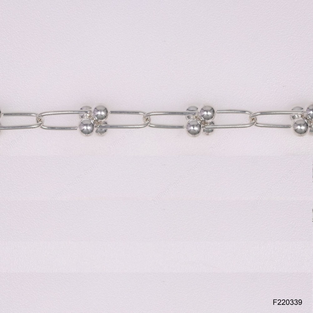 Round wire U Cable chain with Round Beads End