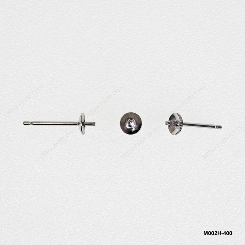 M002, Post Earring with Round Pearl Cup