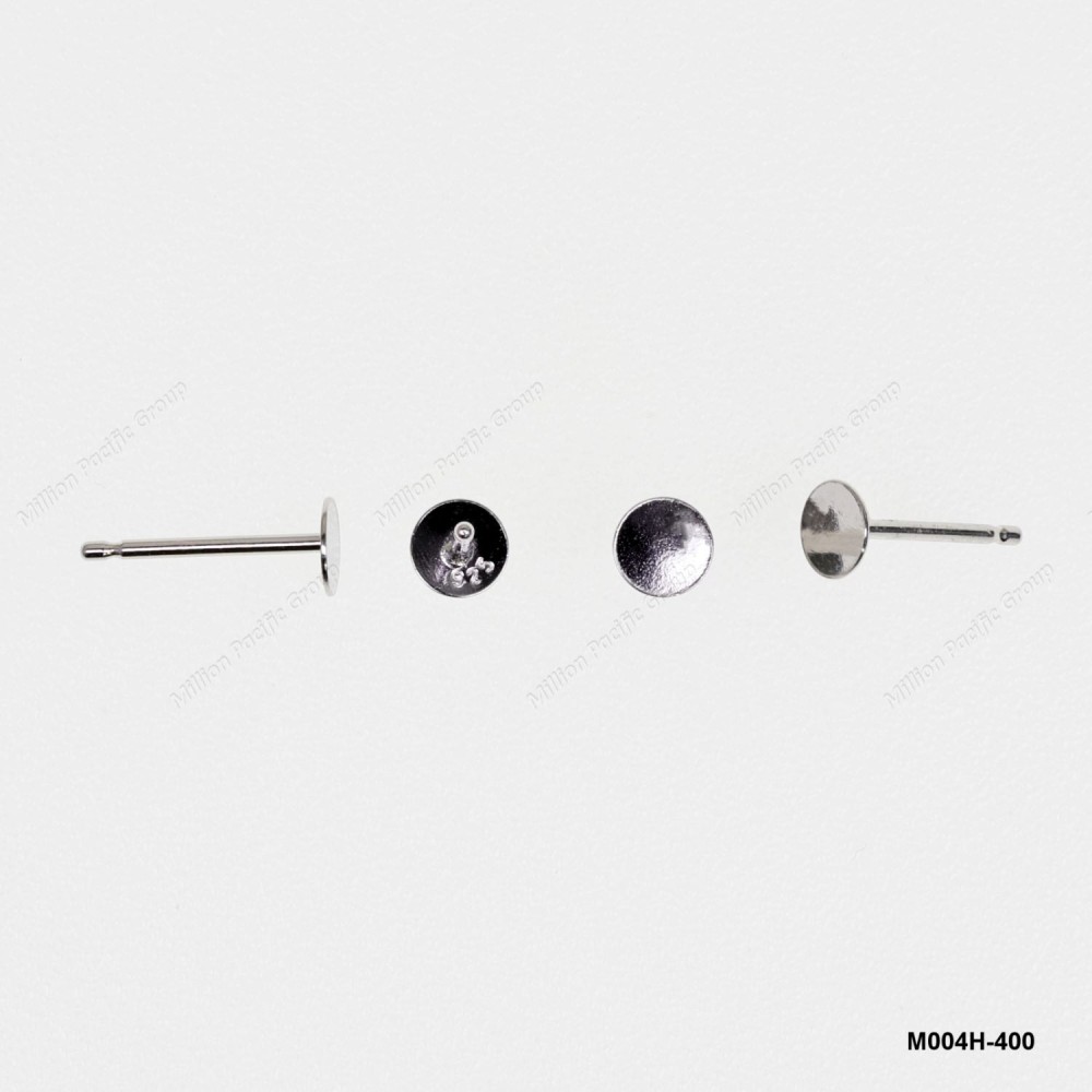 M004, Post Earring with Flat Round sheet No Top Pin