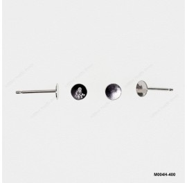 M004, Post Earring with Flat Round sheet No Top Pin