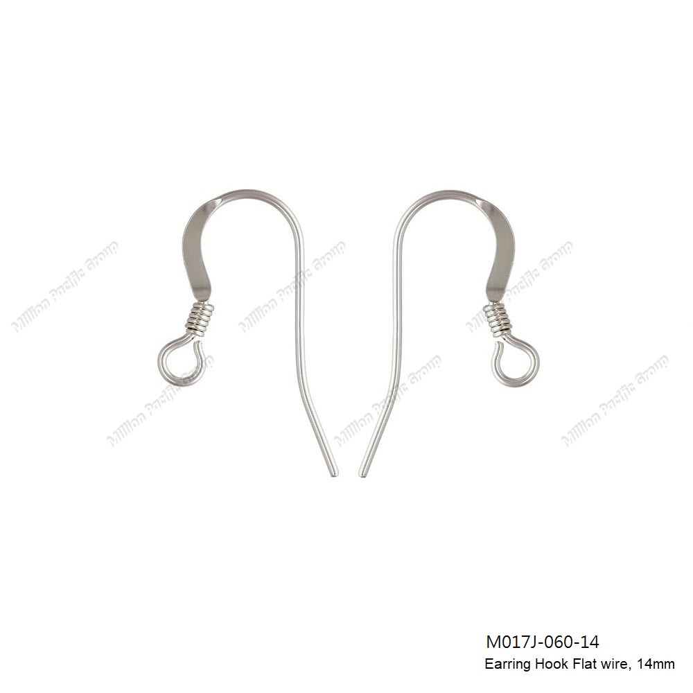 M017, Ear Wire Flat with coil Earring hook