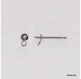 M025, Post Earring Round Pearl Cup with Same way Open End Ring