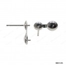 M061, Post Earring with Two Round Pearl Cup, 5mm and 6mm