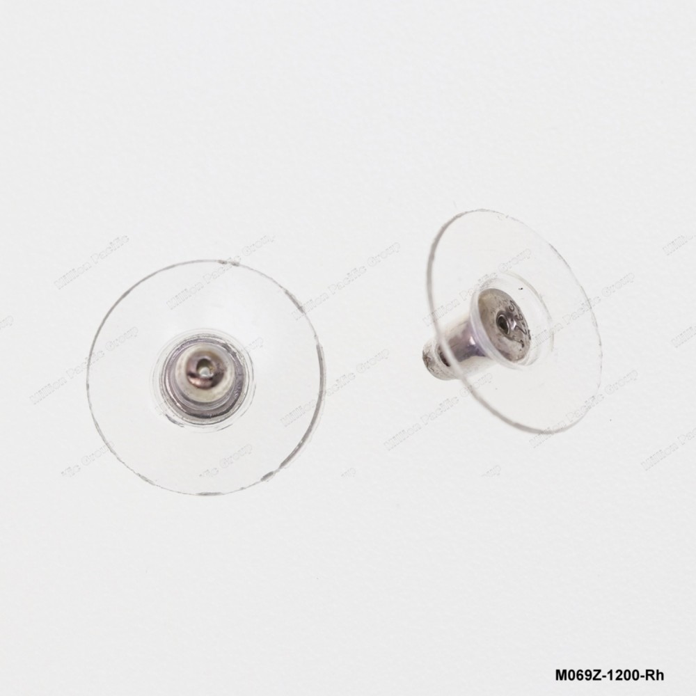 M069, Earring Nuts Backs outer diameter 12mm, Rhodium silver inside