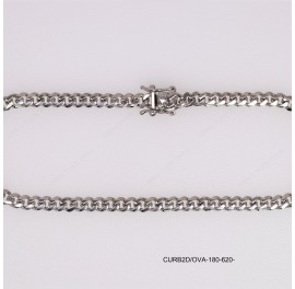 CURB2DOVA-180, Oval Curb 2 Diamond Cut Chain Miami CUBAN Hip Hop Necklace with Box Clasp Safe lock