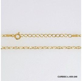 Long Curb middle caved 2 side Diamond Cut Extension Necklace