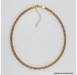 OMFNK-130-470, 5 lines DC Round Omega Braided Tricolor by line Flat 4.7mm Adjustable Necklace 