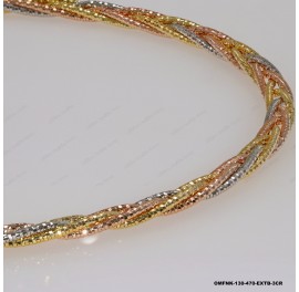 OMFNK-130-470, 5 lines DC Round Omega Braided Tricolor by line Flat 4.7mm Adjustable Necklace 