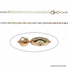 PLOVMN-ROD, Oval Moon Cut and Round Diamond cut Alternating Adjustable Necklace, Tricolor by selection ~2mm