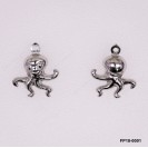 Stamped Double Convex Octopus Charm Pendant ~14.3mm