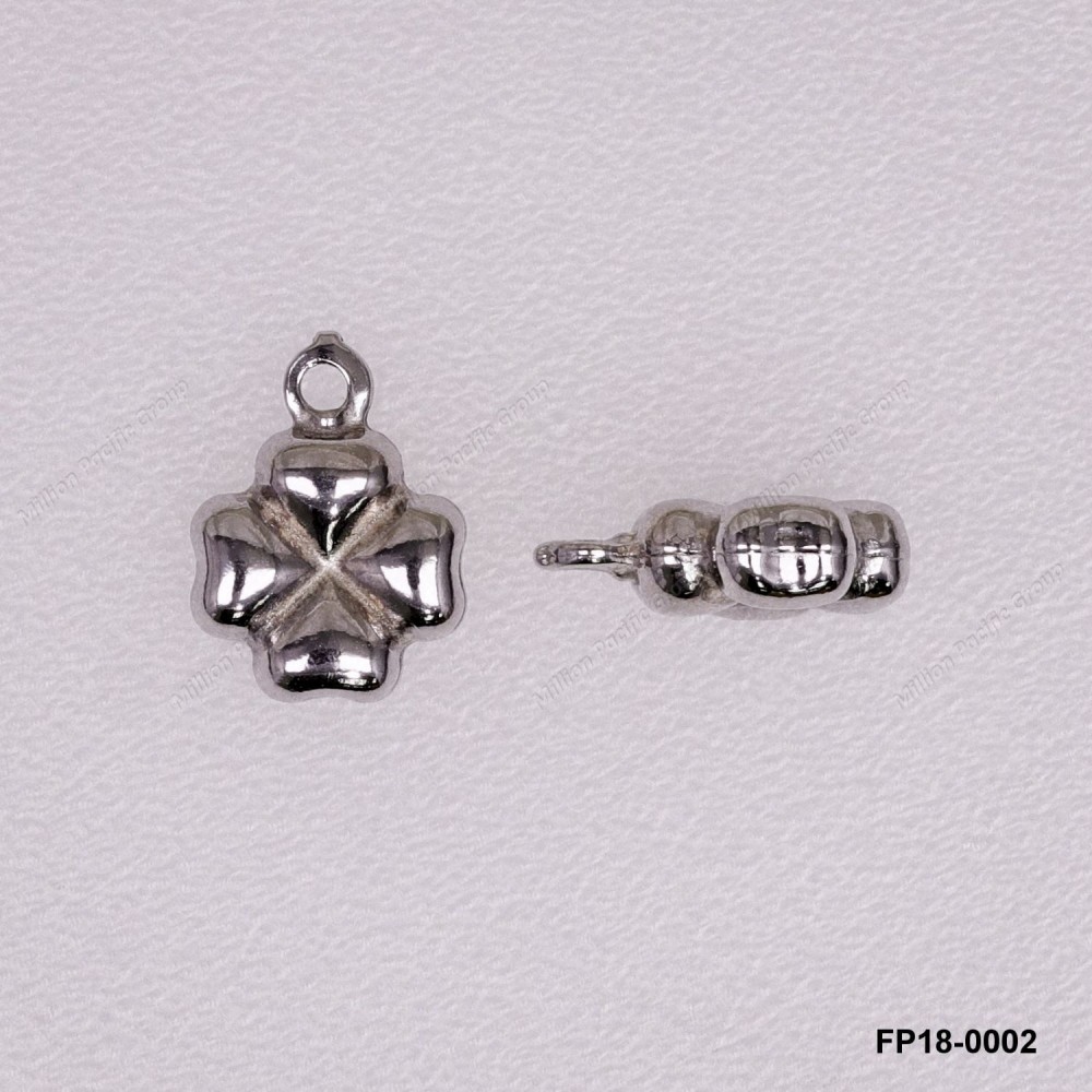 Stamped Double Convex Four-Leaf Clover Charm Pendant ~8.4mm