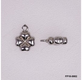 Stamped Double Convex Four-Leaf Clover Charm Pendant ~8.4mm