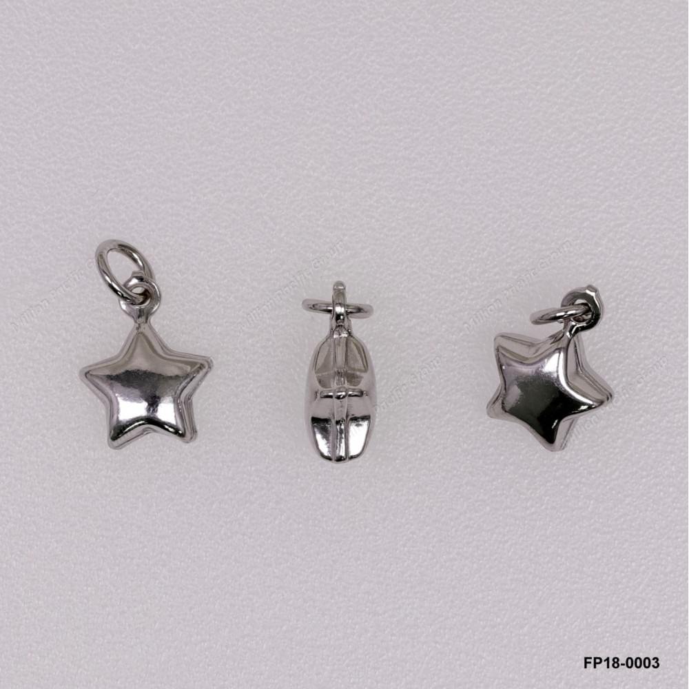 Stamped Double Convex Star Chain Tag Charm Pendant ~8.5mm