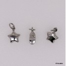 Stamped Double Convex Star Chain Tag Charm Pendant ~8.5mm