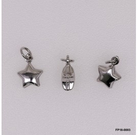 Stamped Double Convex Star Chain Tag Charm Pendant ~8.5mm