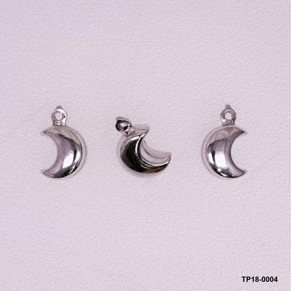 Stamped Double Convex Moon Tag Charm Pendant ~5.8mm