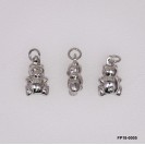 Stamped Double Convex Bear Charm Pendant ~8.3mm