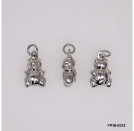 Stamped Double Convex Bear Charm Pendant ~8.3mm