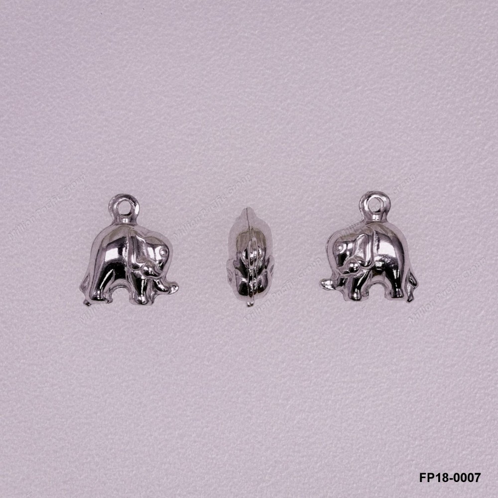Stamped Convex Elephant Charm Pendant ~7.8mm