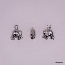 Stamped Convex Elephant Charm Pendant ~7.8mm