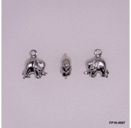 Stamped Convex Elephant Charm Pendant ~7.8mm