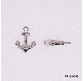 Stamped Double Convex Anchor Charm Pendant ~10mm