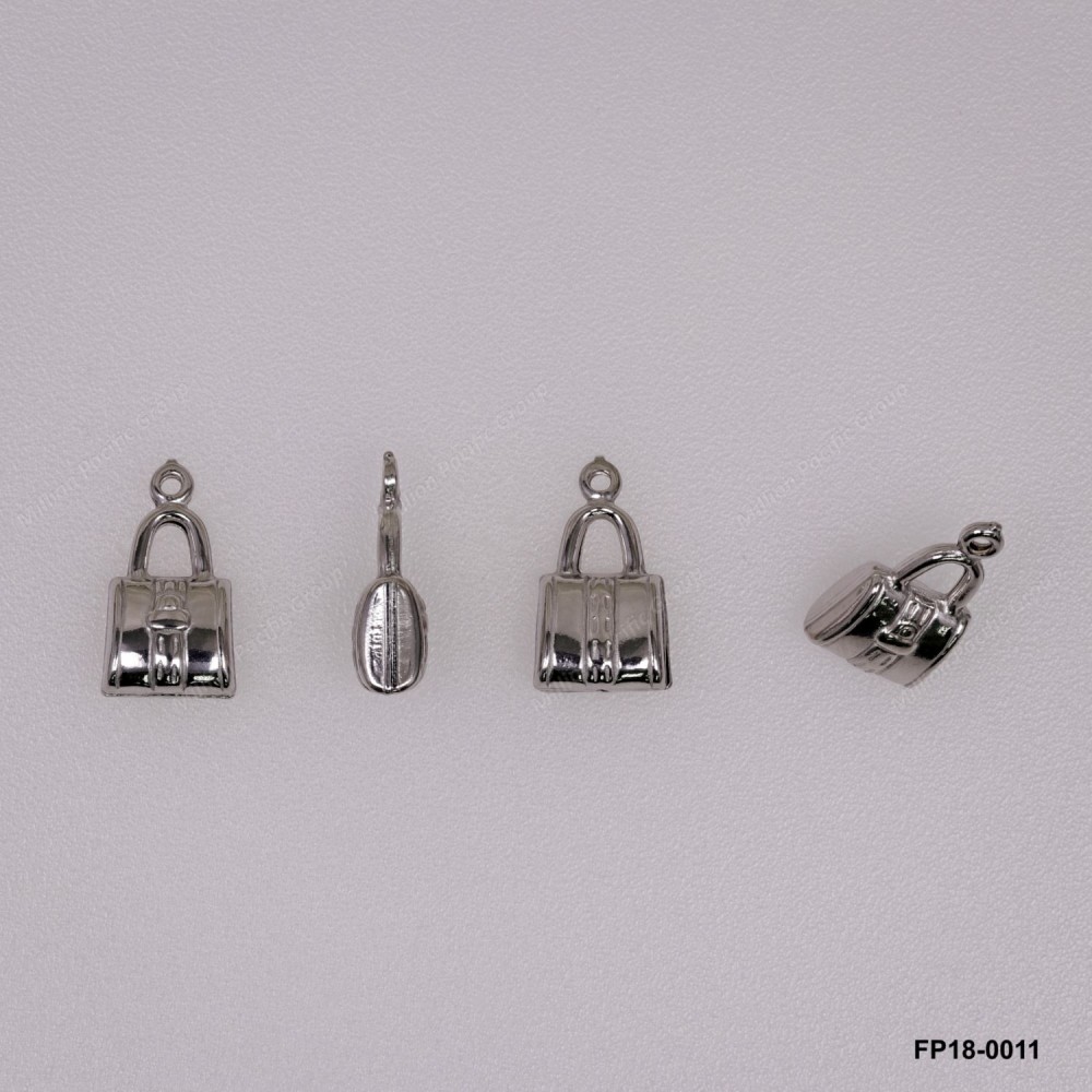 Stamped Double Convex Bag Charm Pendant ~10.1mm