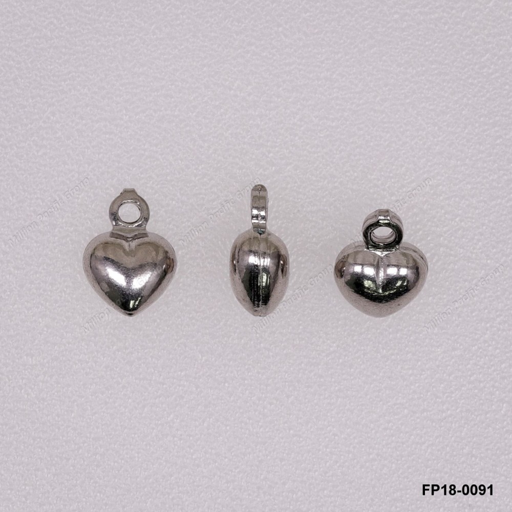 Stamped Double Convex Heart Love Chain Tag Charm Pendant ~6.2mm