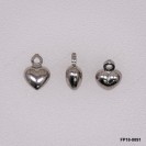 Stamped Double Convex Heart Love Chain Tag Charm Pendant ~6.2mm