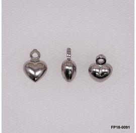 Stamped Double Convex Heart Love Chain Tag Charm Pendant ~6.2mm