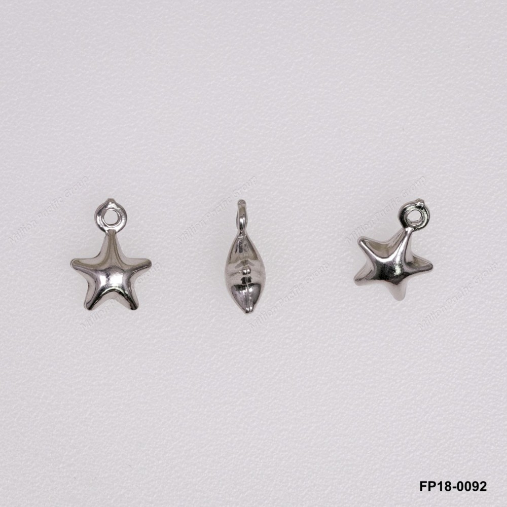 Stamped Double Convex Star Chain Tag Charm Pendant ~7.5mm