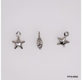 Stamped Double Convex Star Chain Tag Charm Pendant ~7.5mm