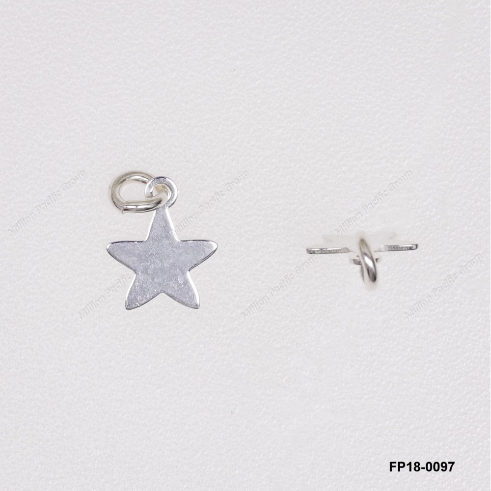 Stamped Flat Star Chain Tag Charm Pendant ~7.6mm