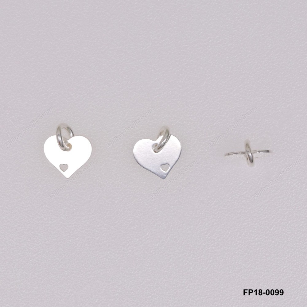 Stamped Flat Heart Carving Love chain tag Charm Pendant with Open Ring ~8mm