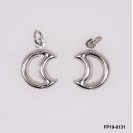 Stamped Double Convex Smile Moon Pendant Charm Chain Tag ~11mm
