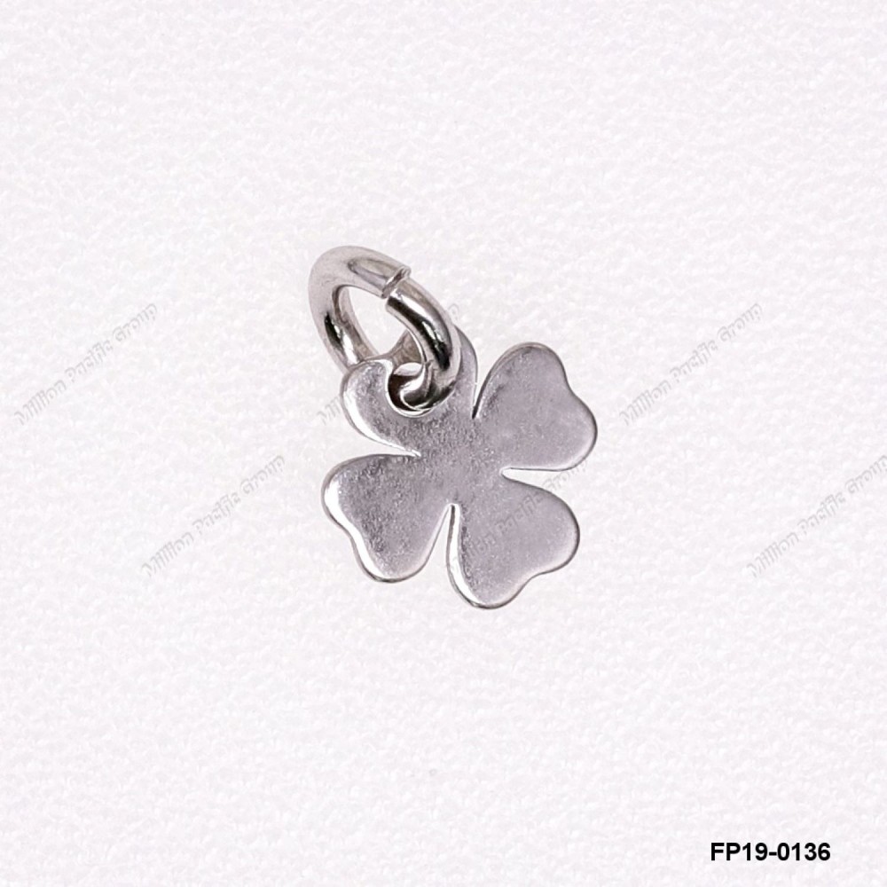 Four-leaf Clover charm Pendant with Open Round Ring