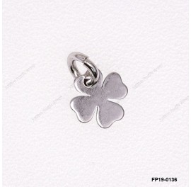 Four-leaf Clover charm Pendant with Open Round Ring
