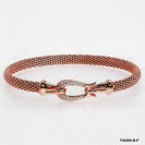 F00389-B-P, Italian White CZ Fish Tail Design Hook Clasp Bangle 
