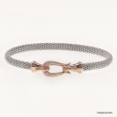 F00389, Italian White CZ Fish Tail Design Hook Clasp Bangle