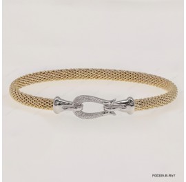 F00389, Italian White CZ Fish Tail Design Hook Clasp Bangle 