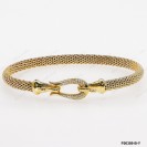F00389-B-Y, Italian White CZ Fish Tail Design Hook Clasp Bangle 