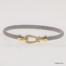 F00389, Italian White CZ Fish Tail Design Hook Clasp Bangle 