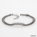 F00390-B-Rh, Flat Oval POPCon Chain 4.8mm with Whtie CZ Bar Adjustable Bracelet